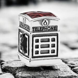 PANDORA S925 ALE London "Call Me" Calling Phone Booth Bracelet Charm Authentic